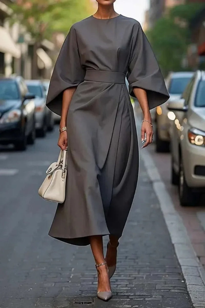 Lise™ - Elegant Dress with Lantern Sleeves and Belt