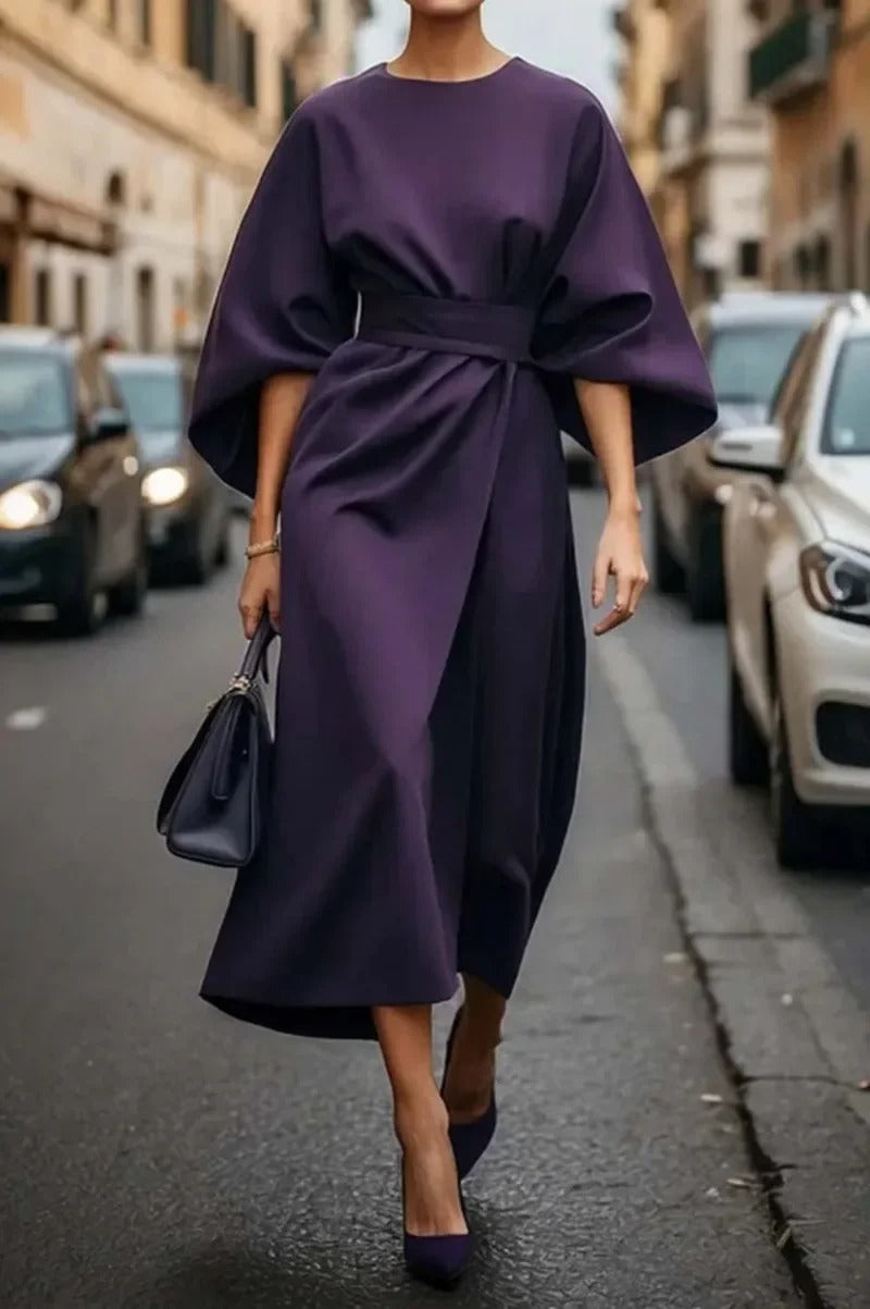 Lise™ - Elegant Dress with Lantern Sleeves and Belt