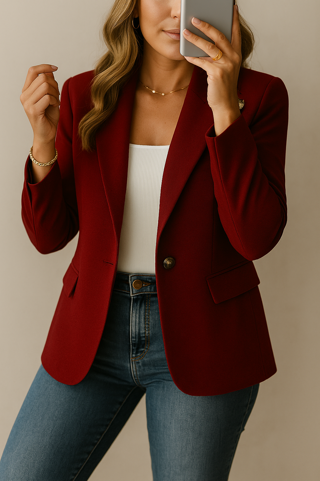 Ella™ - Elegant Blazer with Button and Pockets