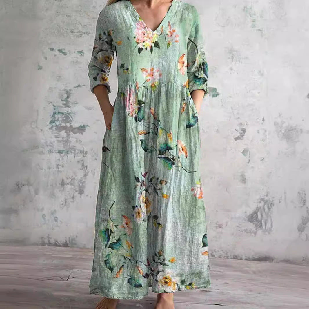 Kayleigh™ | Summer Dress with V-Neck and Floral Pattern