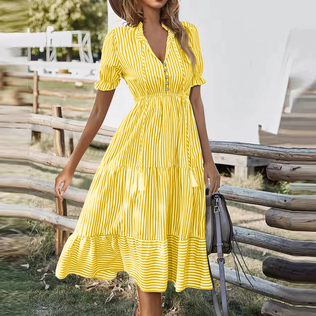 Phaedra™ Summer Striped V-Neck Dress