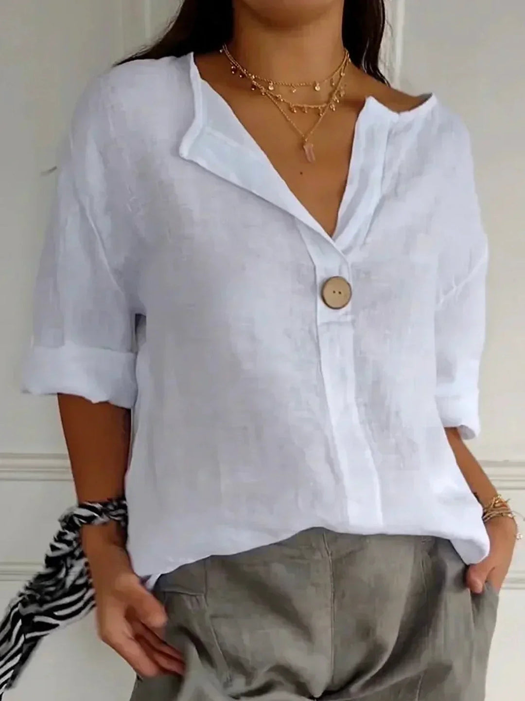 Ilja™ V-Neck Long Sleeve Loose Shirt