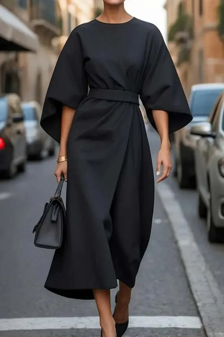 Lise™ - Elegant Dress with Lantern Sleeves and Belt