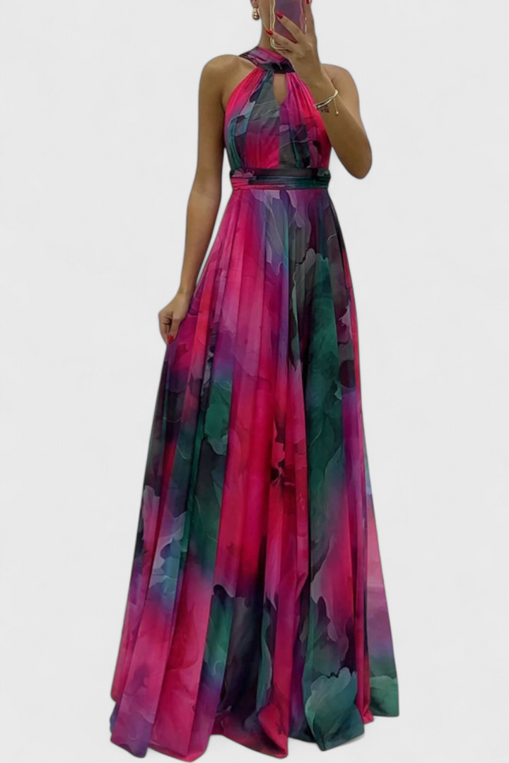 Lynn™ | Floral Print Maxi Dress with Halter Neck