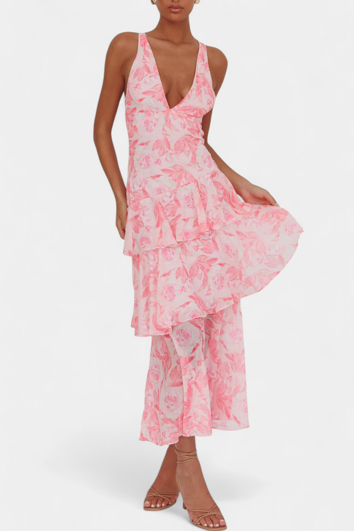 Rosalin™ | Elegant Flower Dress with Flowing Layers