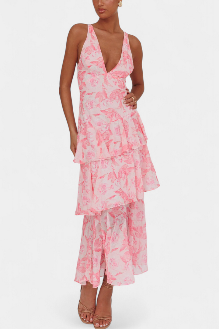 Rosalin™ | Elegant Flower Dress with Flowing Layers